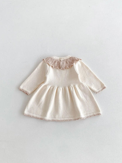 Dress for Baby Girls Soft Knitted Dress Autumn Winter Sweet Pink Princess Dress Girls Sweater Casual Baby Girl Clothing
