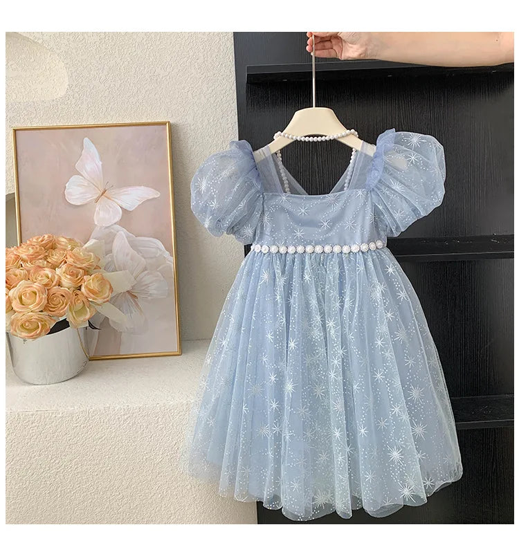 2024 New Girls Summer Dress Childrens Fashionable Sweet and Elegant Princess Dress Kids Designable Clothes