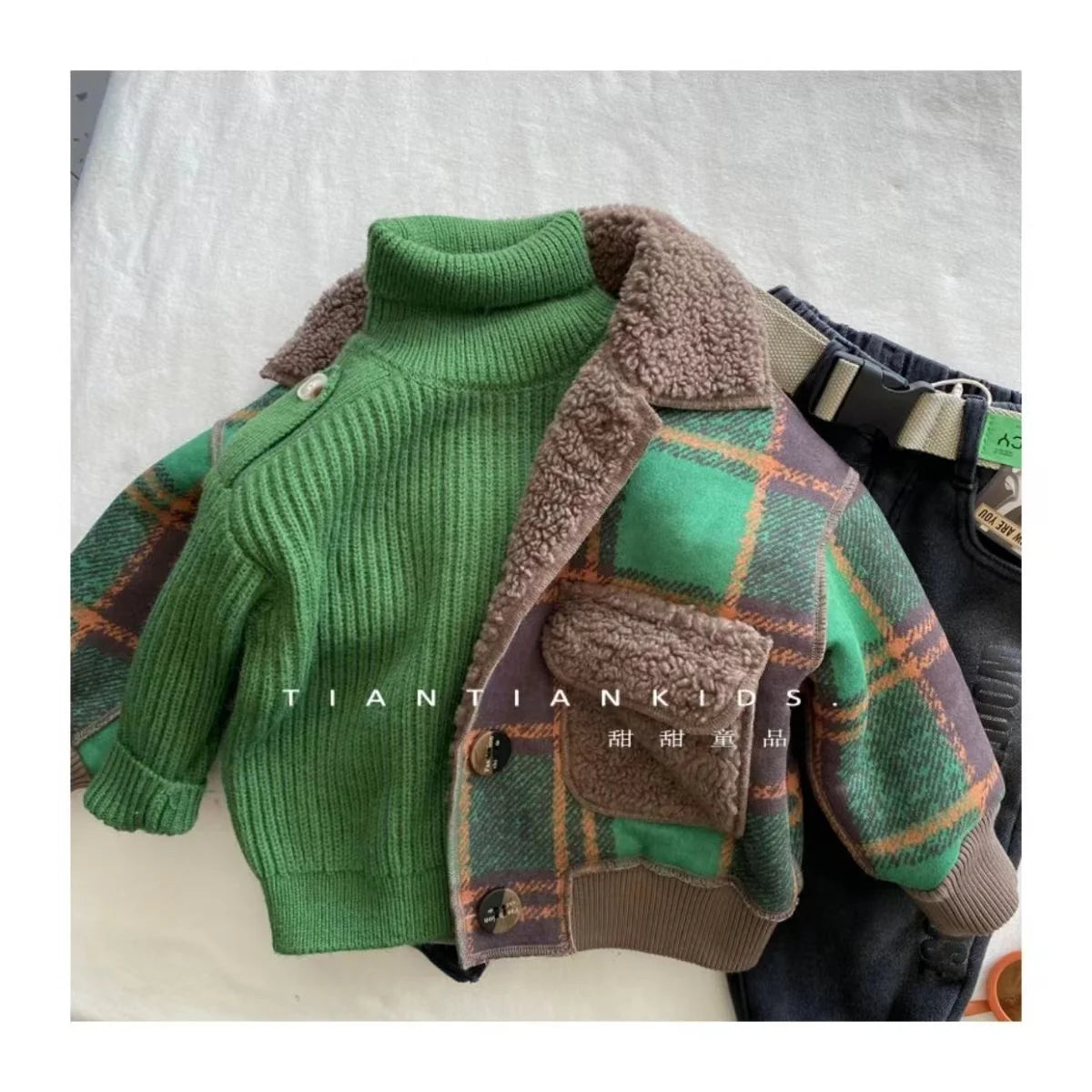 Autumn Winter Kids Boy's Clothes Baby Outfits Lamb Wool Cardigan Jacket Outerwear For Boys Baby Clothing Jackets Coats