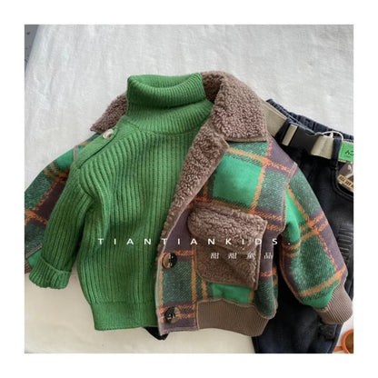 Autumn Winter Kids Boy's Clothes Baby Outfits Lamb Wool Cardigan Jacket Outerwear For Boys Baby Clothing Jackets Coats