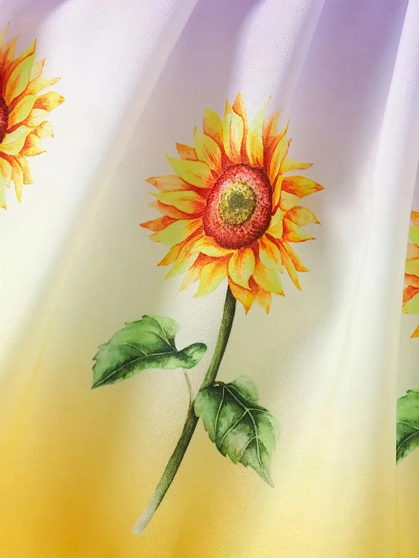 Summer style dress for girls aged 1-8, with suspender straps, pleated sunflower print, rustic style, for baby girls