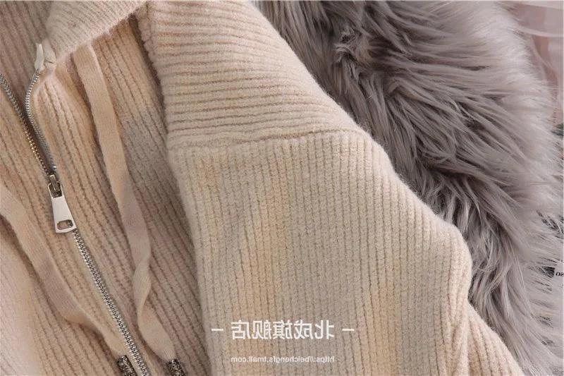 Women Cardigan Sweater Coat Hooded Fashion Solid color Sweater Female  zipper Knitted Spring Autumn Oversize Sweater Overcoat