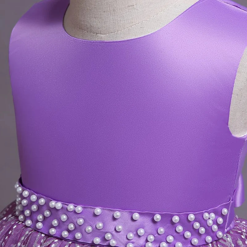 Girl's Ceremonial Dress Summer Mid-Calf Sleeveless Trailing Skirts Children's Dresses For Wedding Evening Party