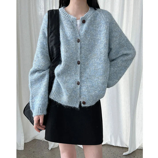2025 Women Winter Warm Sweater O-Neck Colorful Wool Blend Knitted Cardigans Coat Autumn Clothes Tops For Women Sweater