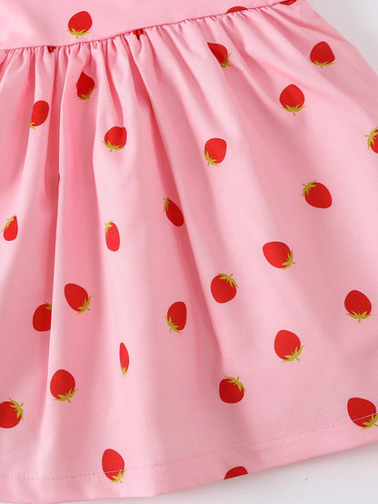 Summer Girls Fashion Casual Strawberry Print Dress
