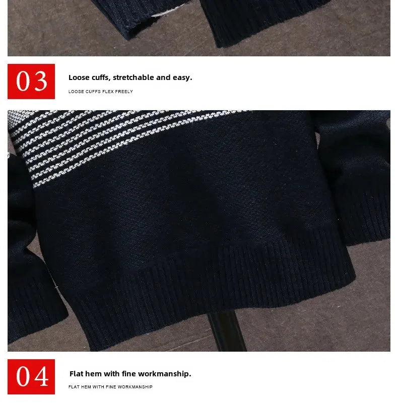 Men's Autumn/winter Hooded Knit Jacket Fleece-lined Thickened Casual Loose-fit Knitted Cardigan Outer Wear Sweater