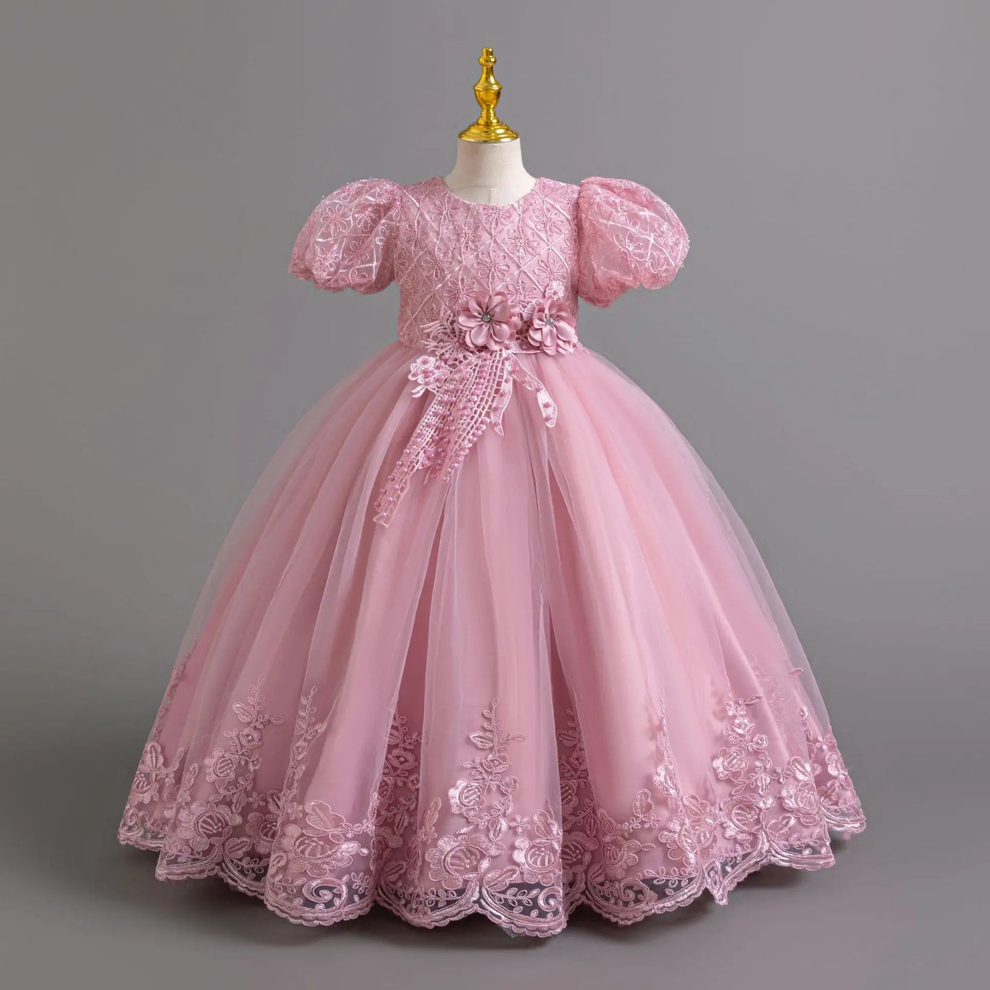 Party Dresses For Girls Flower Dress White Bridesmaid Wedding Pageant First Communion Clothes Birthday Party Piano Perform Gown