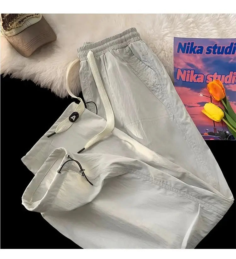 Summer Pants for Men Trendy and Versatile Loose Straight-leg Teenage American Quick-dry Cargo Casual