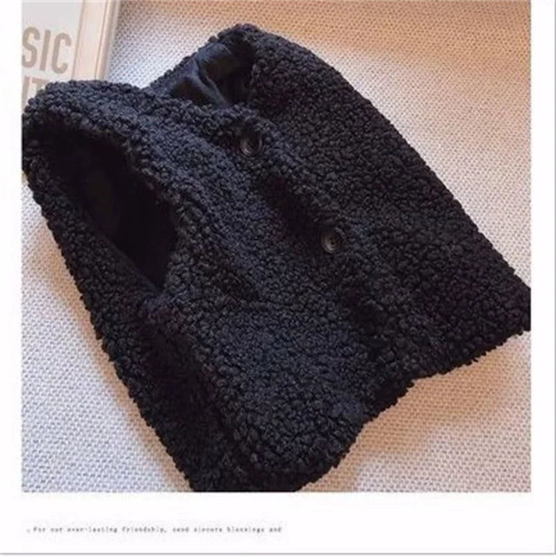 2025 New Winter Thickened Lamb Fur Vest Children's Warm Waistcoat Autumn 2-6 Years Girl's Thermal Coat New Boys Solid Clothes