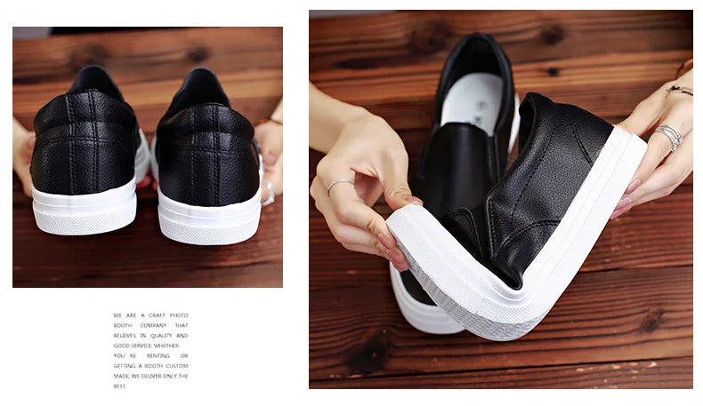 New Shoes for Men Leather Casual Shoes Spring Fashion Concise Flat Shoes 2 Colors Slip-on Loafers