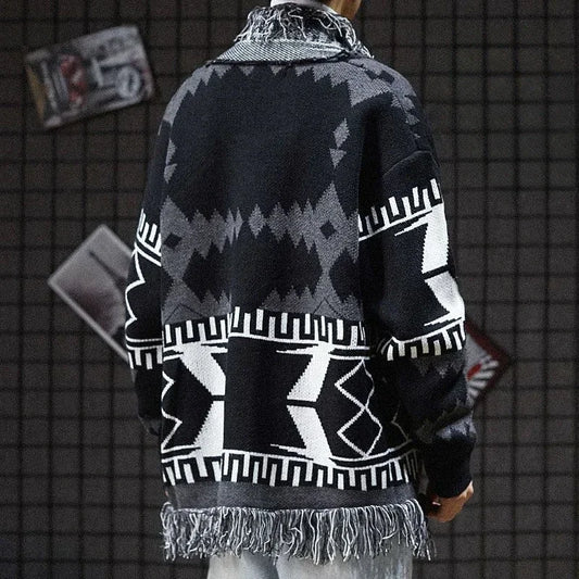 Knit Sweater Male Black Graphic Jacket Men's Clothing Coat No Hoodie Cardigan Tassel Sale V Order Designer Luxury Jumpers Casual