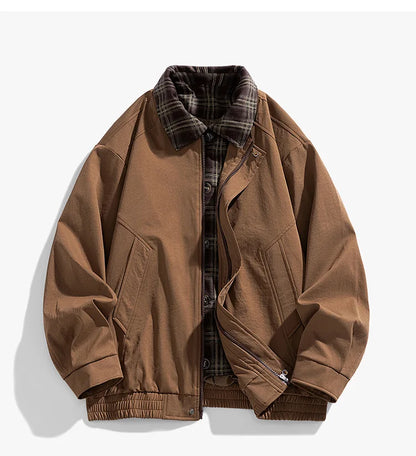 Winter Men's Jacket Trendy Durable Windproof motorcycle jacket Versatile Vintage Style Collar   Men's Coat