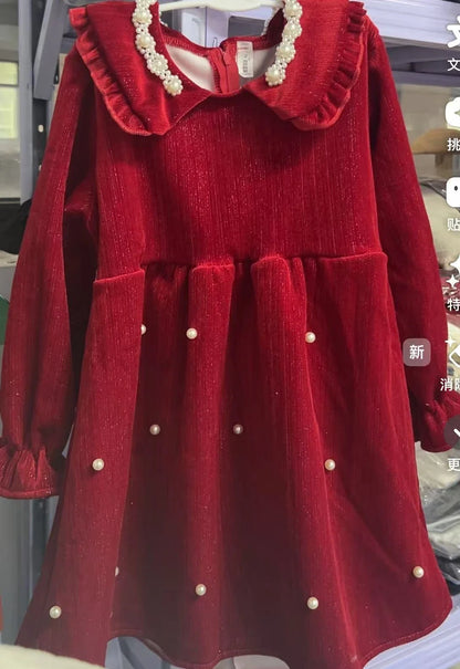 Girls Dress Autumn and Winter New Childrens Princess Baby Winter Velvet Dress Kids Clothes  baby girl dress without bow