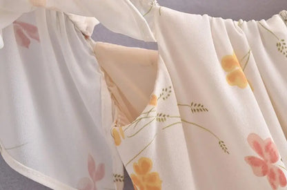 Summer Retro Elegant Elastic off Shoulder Long Dresses France Beige Floral Print Vintage Back Zipper Women Summer Dress