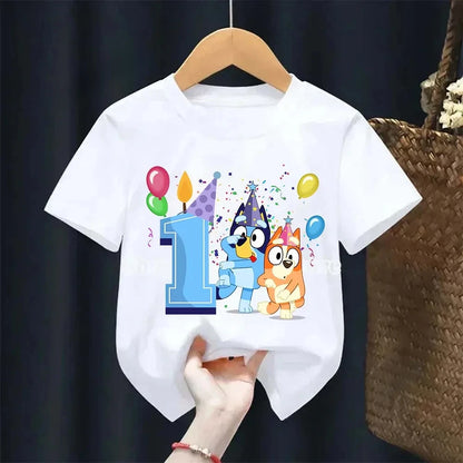 Boys Girl Summer Short Sleeve Children T-shirt Cartoon Birthday Digital Print Breathable Baby Tee Tops Y2k Kawaii Kids Clothing