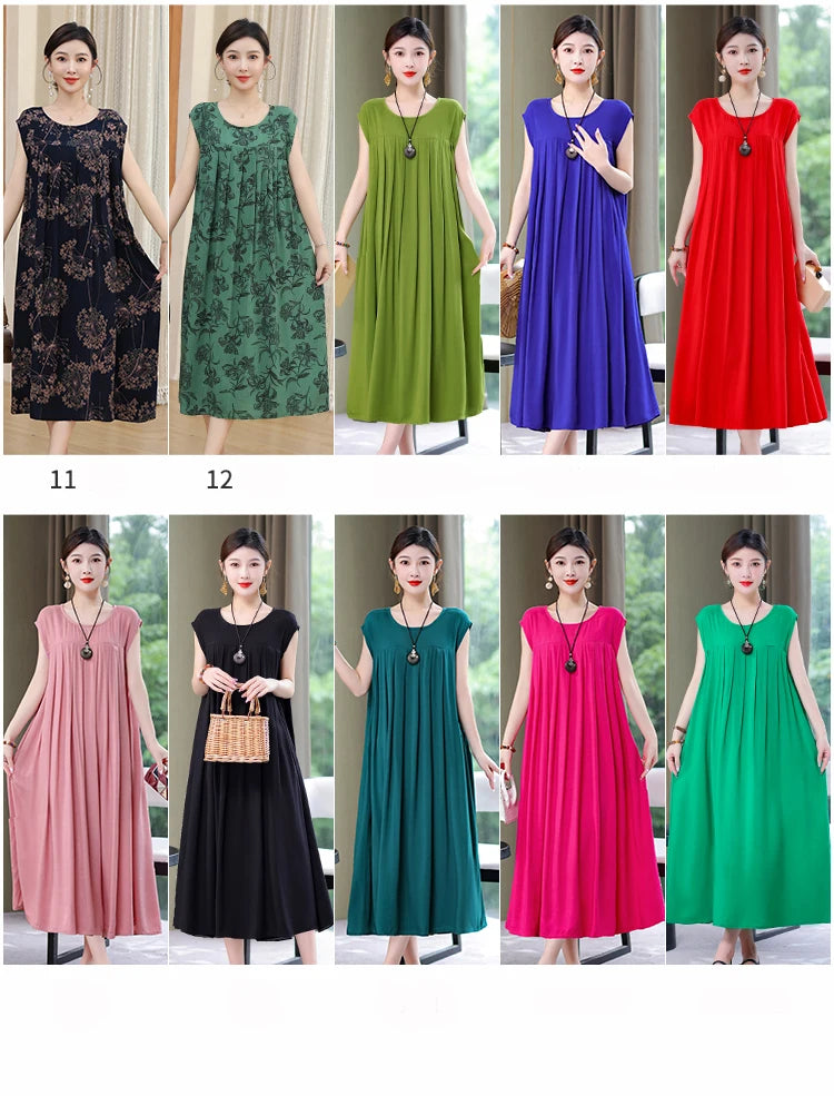 New Fashion Summer Dress For Women Sundress 2025 Casual short sleeve dress Print Female O-Neck Robe Oversize Bohemian dresses