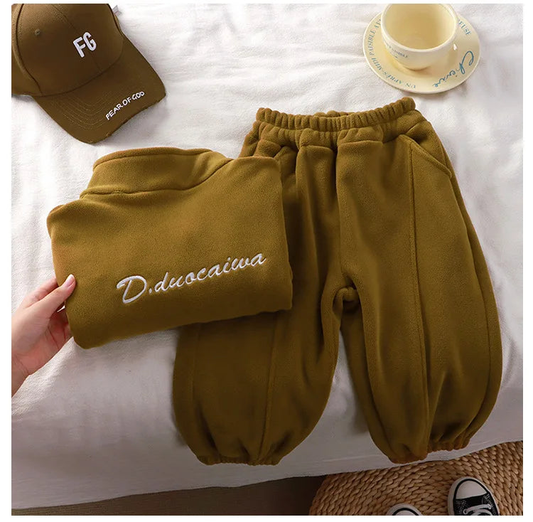 Baby Girls Boys Clothes Set Kids Coat+Pant 2pcs Outfit Toddler Fleece Costume 2024 Autumn Winter Children's Clothing Casual