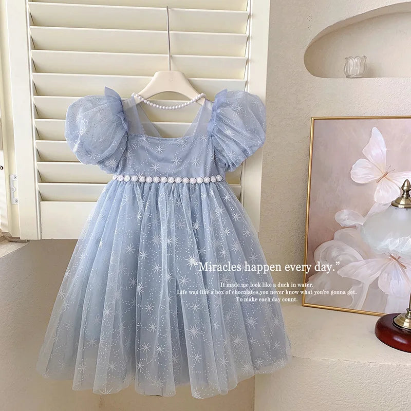 2024 New Girls Summer Dress Childrens Fashionable Sweet and Elegant Princess Dress Kids Designable Clothes