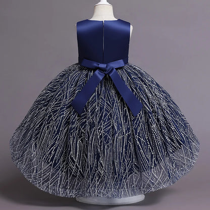 Girl's Ceremonial Dress Summer Mid-Calf Sleeveless Trailing Skirts Children's Dresses For Wedding Evening Party