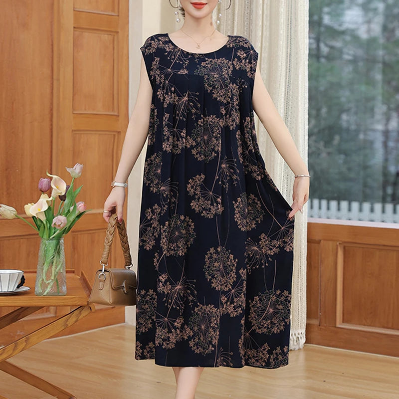 New Fashion Summer Dress For Women Sundress 2025 Casual short sleeve dress Print Female O-Neck Robe Oversize Bohemian dresses