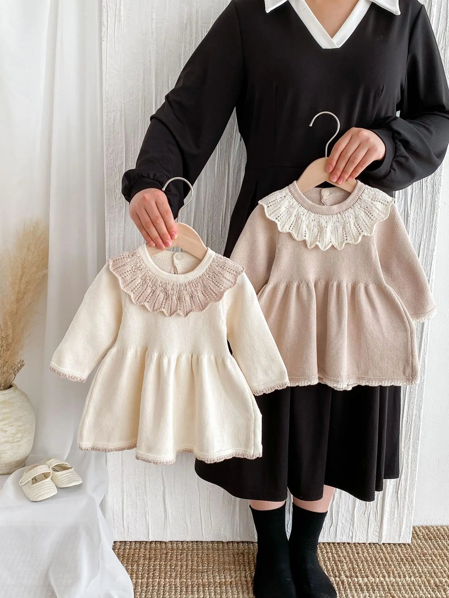 Dress for Baby Girls Soft Knitted Dress Autumn Winter Sweet Pink Princess Dress Girls Sweater Casual Baby Girl Clothing