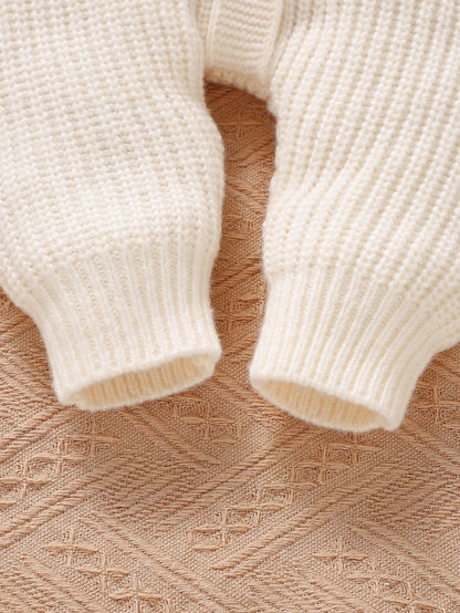Winter Baby Clothes Beige Long Sleeve Knitted Rompers+Hats+Shoes 3pcs Outfits for Newborn Boys Girls Outwear Outfits Sets 0-9M