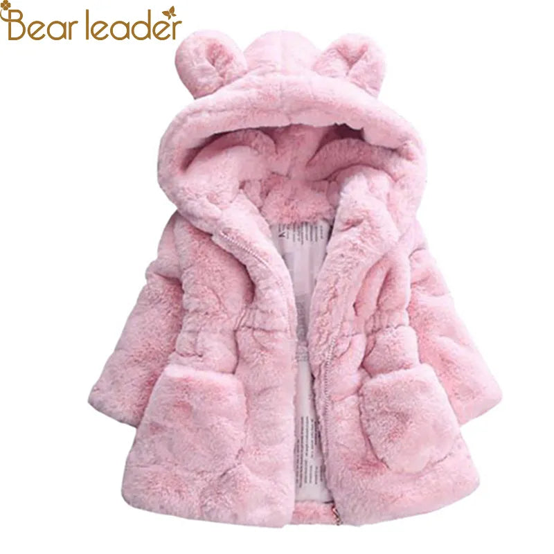 Winter Baby Girls Clothes Faux Fur Coat Fleece Jacket Warm Snowsuit Hooded Parka Children's Outerwear Autumn Clothing