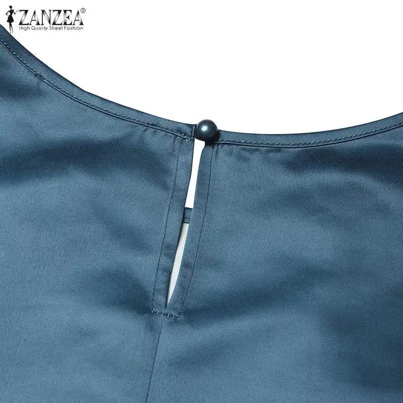 Women Elegant Party Dress Summer Casual Floral Work Vestidos Robe Sarafan 2024 ZANZEA Fashion Short Sleeve Embroidery Dresses