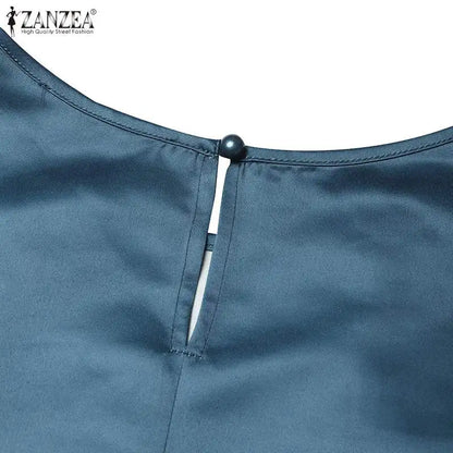 Women Elegant Party Dress Summer Casual Floral Work Vestidos Robe Sarafan 2024 ZANZEA Fashion Short Sleeve Embroidery Dresses