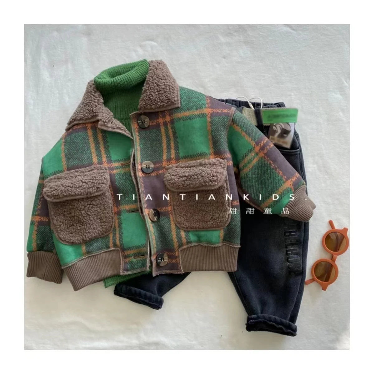 Autumn Winter Kids Boy's Clothes Baby Outfits Lamb Wool Cardigan Jacket Outerwear For Boys Baby Clothing Jackets Coats