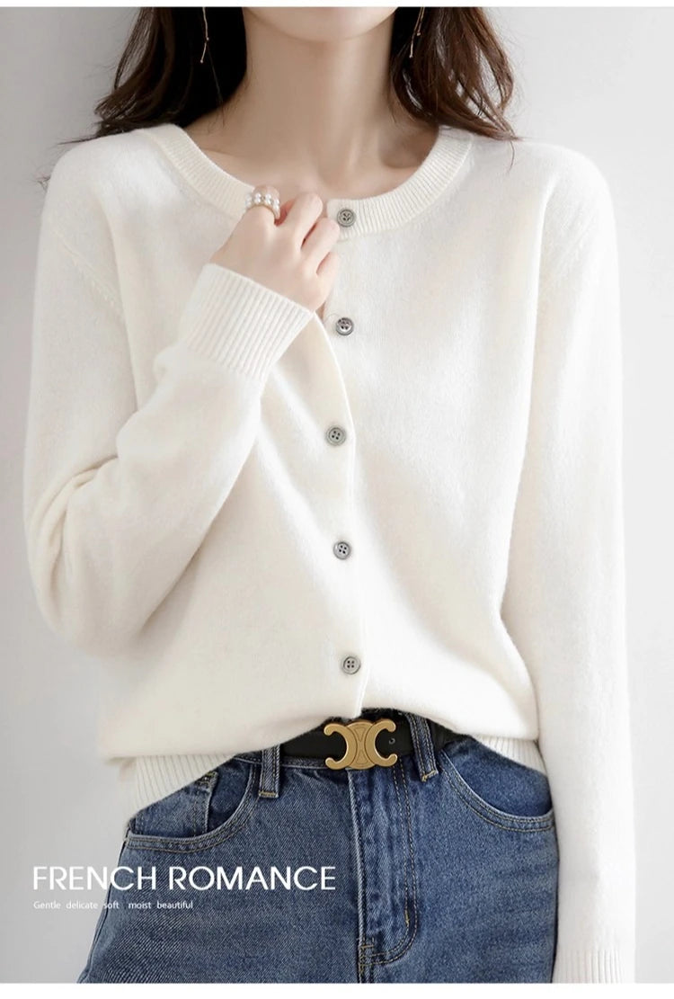 Women Autumn Winter Single-Breasted O-Collar Cardigan Vintage Long Sleeve Knitting Sweaters Casual Loose Versatile Streetwear