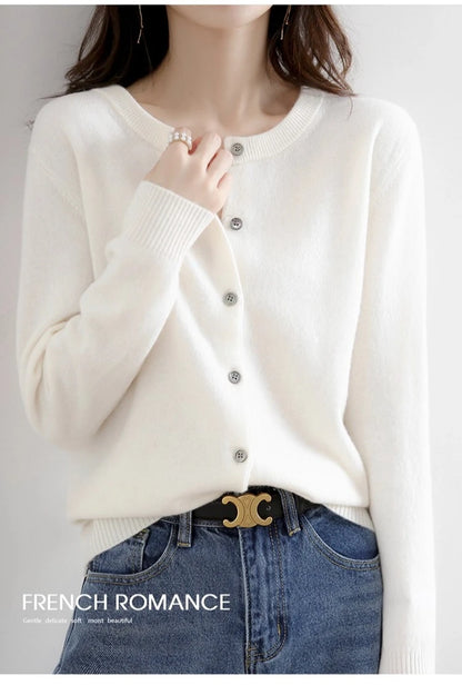 Women Autumn Winter Single-Breasted O-Collar Cardigan Vintage Long Sleeve Knitting Sweaters Casual Loose Versatile Streetwear