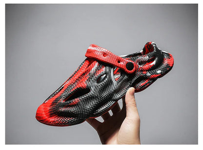 Men's Slippers New 2025 Platform Sandals for Men Anti-slip Mens Shoes Man Wearing Outside Summer Hollow Breathable Flat Pvc