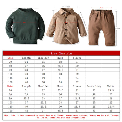 top and top Autumn Winter Fashion New Toddler Baby Boys Casual Clothing Sets Long Sleeve Shirt+Sweatshirt+Trousers 3PCS Suits
