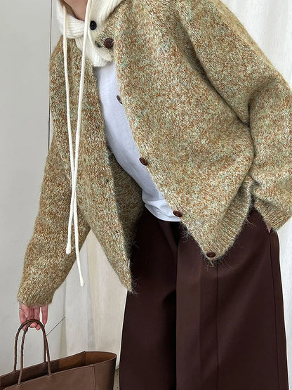 2025 Women Winter Warm Sweater O-Neck Colorful Wool Blend Knitted Cardigans Coat Autumn Clothes Tops For Women Sweater