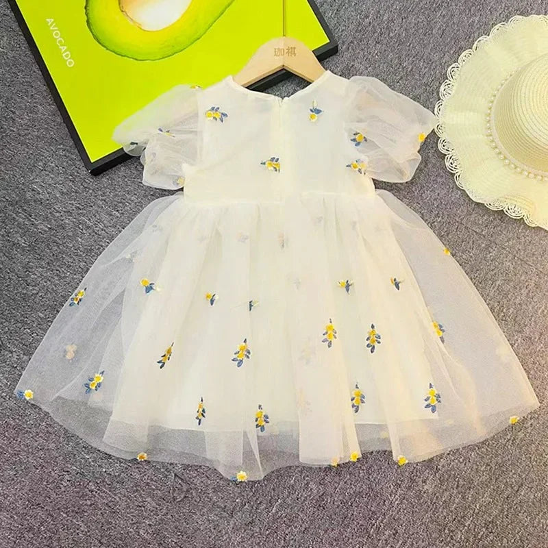 Children Girls Summer Dress for Kids Floral Princess Birthday Party Gown Mesh Tutu Wedding Children Dresses
