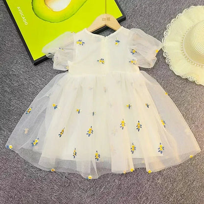 Children Girls Summer Dress for Kids Floral Princess Birthday Party Gown Mesh Tutu Wedding Children Dresses