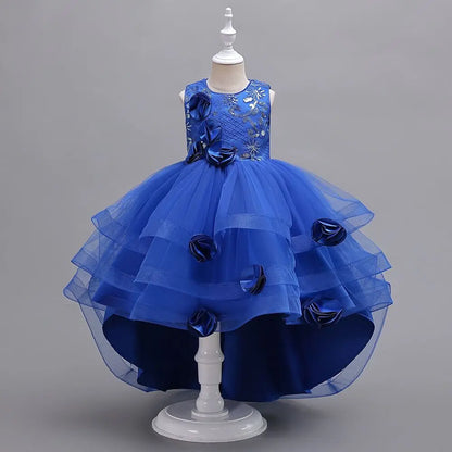 Summer 2025 Girls Dresses Kids Trailing Dresses Girls Kids Long Princess Dress Party Wedding Dresses 5 to 12 Years Old