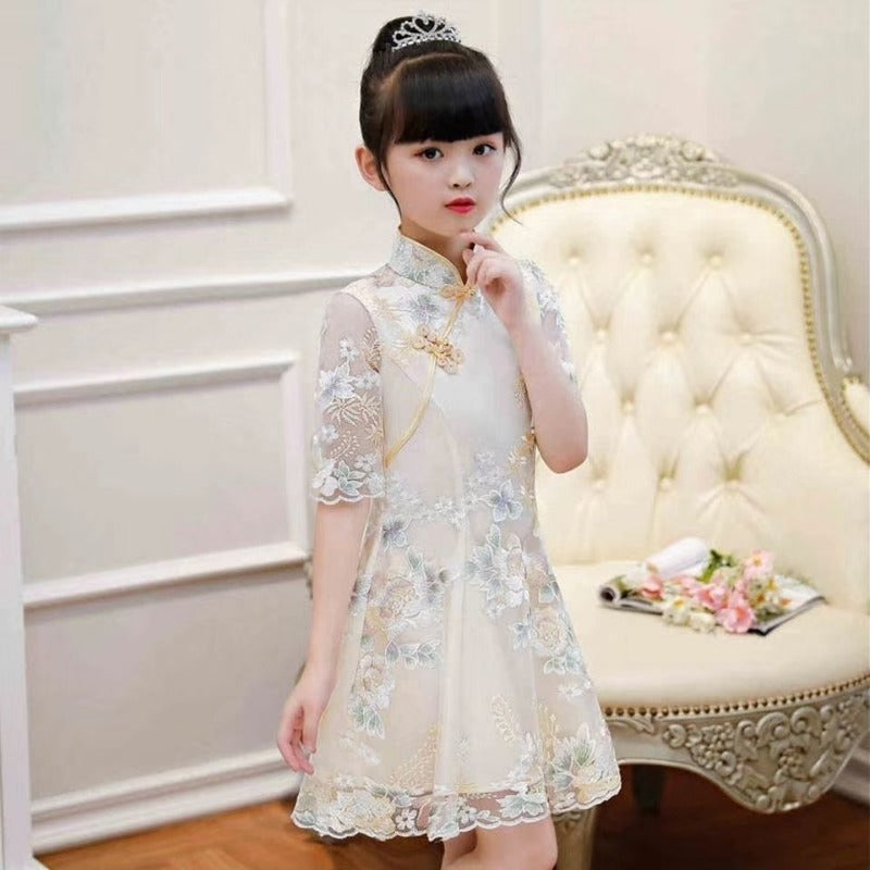 Girls Dress Summer Clothes Hanfu New Fashion Children's Vintage Net Yarn Dress Kids Girls Dresses for School Wedding of 12 Years