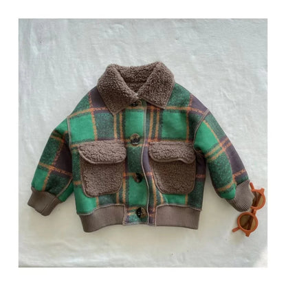 Autumn Winter Kids Boy's Clothes Baby Outfits Lamb Wool Cardigan Jacket Outerwear For Boys Baby Clothing Jackets Coats