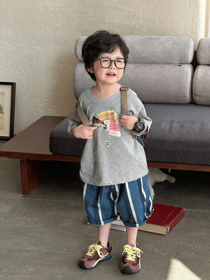 Summer Boys Clothes 2-7Y Kids Cool T Shirt And Denim Shorts Kids Clothing Set Children Outfit