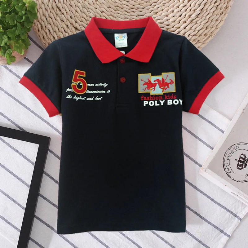 Boys Summer T-Shirt Short Sleeve Kids Polo Shirts for Boys Children Patchwork Tees Baby Tops girls Clothes for 3-7year Shirt Top