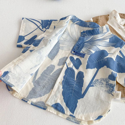 Boys' Fashion Summer Dress 2025 New Summer Children's Western Style Korean Edition Painting Shirt Baby Solid Color Casual Pants