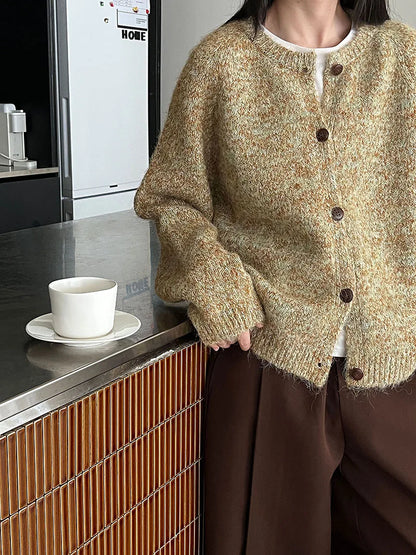 2025 Women Winter Warm Sweater O-Neck Colorful Wool Blend Knitted Cardigans Coat Autumn Clothes Tops For Women Sweater