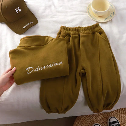 Baby Girls Boys Clothes Set Kids Coat+Pant 2pcs Outfit Toddler Fleece Costume 2024 Autumn Winter Children's Clothing Casual