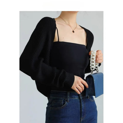 Sweater Women 2025 Fashion Autumn temperament knitted cardigan shawl small camisole strap loose thin Cardigan Women XMM2315