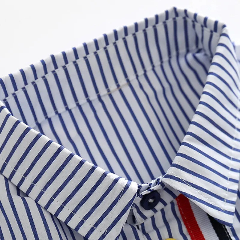 Summer Boys Clothing Sets Cotton Striped Short Sleeve Shirt Pants 2Pcs Suit For 2-6 Years Kids Casual Outfits Gentlemen Suit