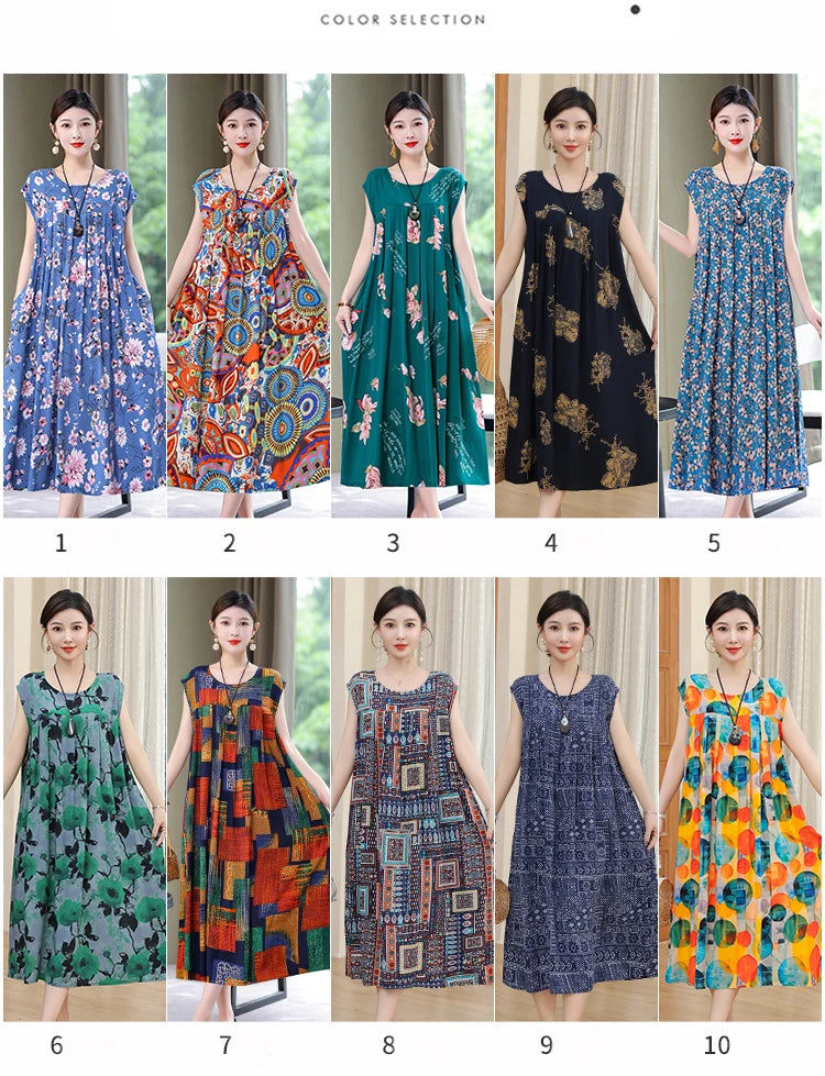 New Fashion Summer Dress For Women Sundress 2025 Casual short sleeve dress Print Female O-Neck Robe Oversize Bohemian dresses