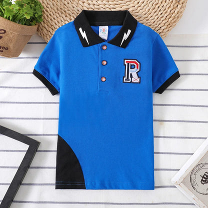 Boys Summer T-Shirt Short Sleeve Kids Polo Shirts for Boys Children Patchwork Tees Baby Tops girls Clothes for 3-7year Shirt Top