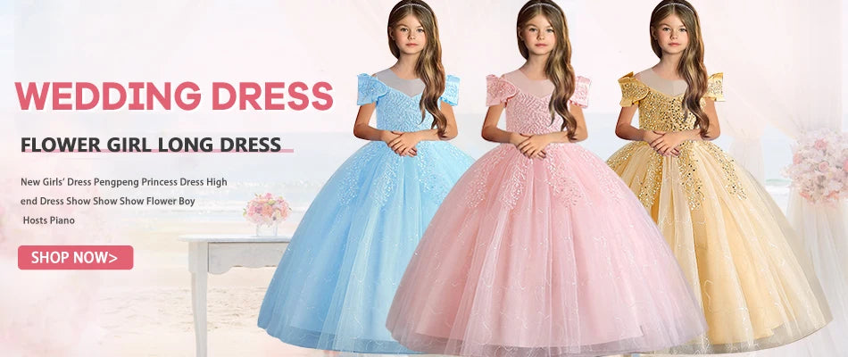 2025 New Hot Selling Girl Party Dress Gorgeous Big Bow Graduation Ball Dress 4 6.8 10 12 Elegant Birthday Dress Girl dresses